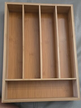 Natural Bamboo Silverware Drawer Organizer - 5-Compartment